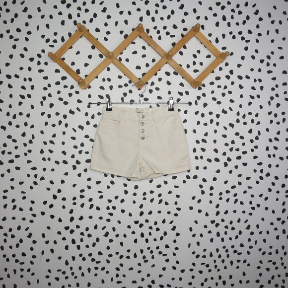 Oshkosh Cream Denim High Rise Button Front Girls Shorts - Picture 1 of 7
